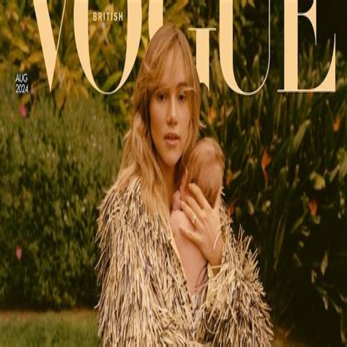 Suki Waterhouse Cradles Newborn Baby Girl on Cover of British Vogue