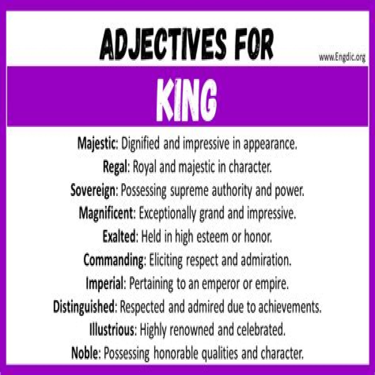What words describe a king?